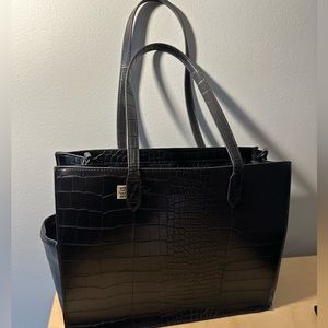 Beis mini work tote in black croc.